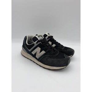 New Balance 574 Core Black Grey Suede Mesh Sneakers Mens Size 5 U574LL2